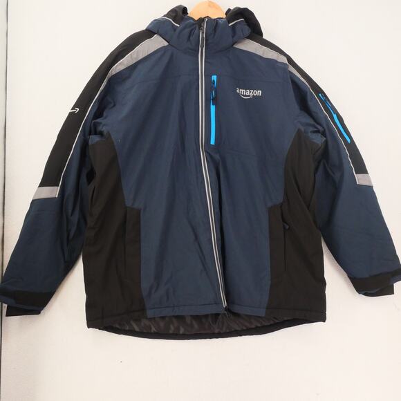 NEW Amazon Prime Driver Men's 2XL  Parka Coat Hooded Winter Luly Yang Reflective - Picture 4 of 14